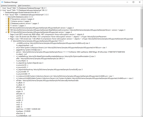 Screenshot von VelocityDB